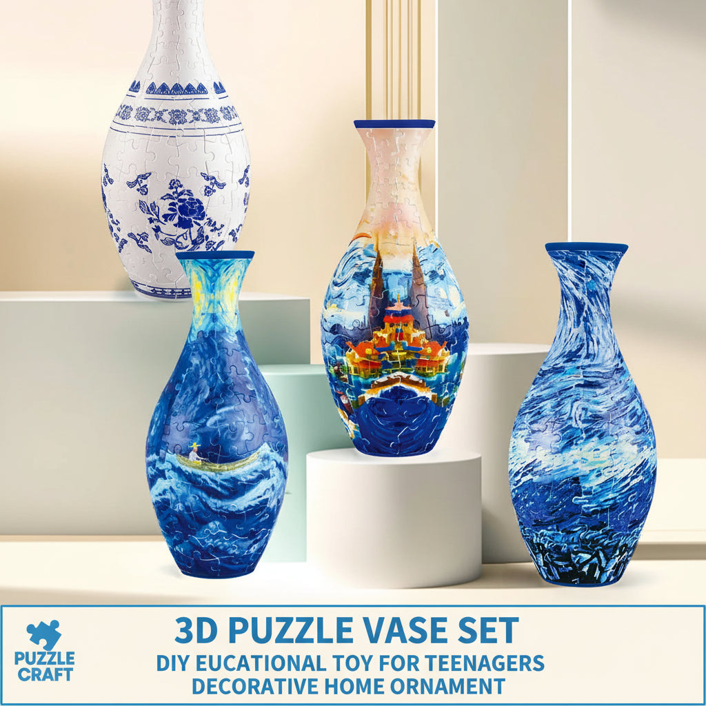 Unleash your creativity with this 3D puzzle vase, a perfect DIY project and decorative piece for your home. Designed for teenagers aged 7-14, this plastic vase combines fun and functionality, doubling as an educational toy and a unique living room ornament.