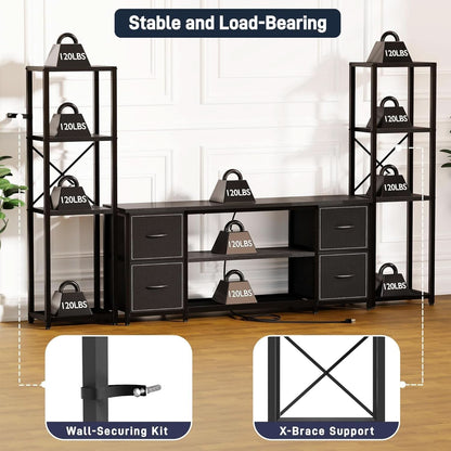 LED TV Stand 60 Inch Wide Display With USB Charging Contem porary